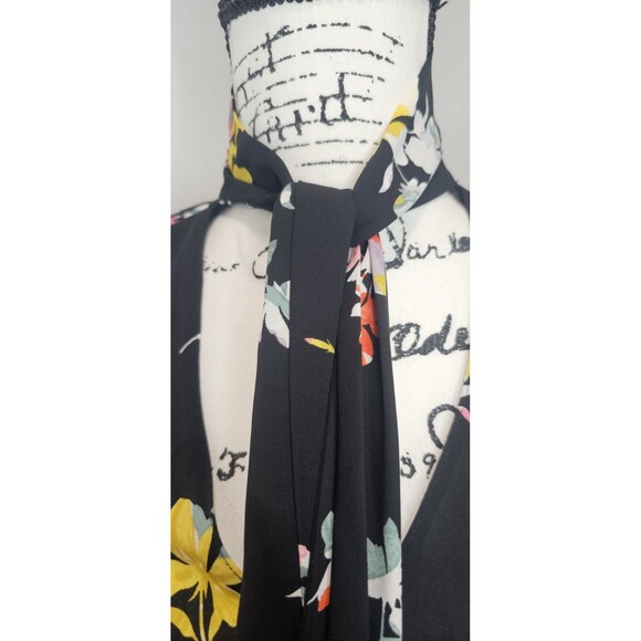 Ann Taylor Neck Tie Semi Sheer Blouse Top Shirt Floral Long Sleeve Floral XS - Picture 3 of 11